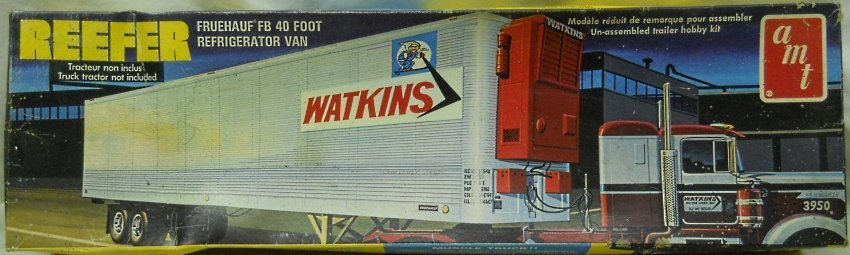 AMT 1/25 Fruehauf FB 40 Foot Refrigerator Van / Trailer Reefer - Watkins, T507 plastic model kit